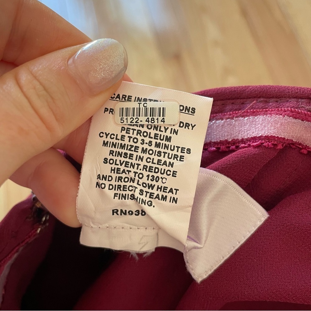 Hayley Paige Occasions Strapless Burgundy Chiffon Bridesmaid Dress 5913 Size 8 - Picture 11 of 12